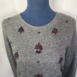 Loft Purple Jewel Embellished Grey Relaxed Sweatshirt Photo 2