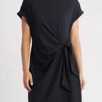Gap Sz M Black Ties at Side Shirt Midi Dress Pullover Stretch Unlined Photo 0