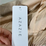 Azazie NWT  Brooke Gold A-Line One Shoulder Satin Bridesmaid Maxi Dress Size 8 Photo 6