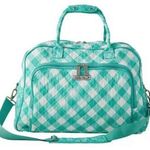 Pioneer Woman Weekender Bag Charming Check Teal & White Quilted Travel Tote Photo 0