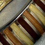 Vintage Hinged Clamper Bangle Bracelet Multicolor Inlay Metal Earth Tone Colors Brown Photo 9