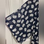 Eshakti  Women’s Navy Blue Cat Print Sheer Kimono Sleeve Top Size 0 Photo 3