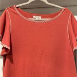 Max Studio Orange, Melon Colored Knit Dress Size M Flounce Sleeves Fun Trim Photo 2