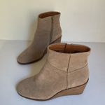 Lucky Brand  Suede Ankle Boots Wedge Heel Taupe Beige Women’s Size 7.5M Booties Photo 1