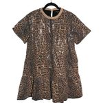 Strut & Bolt  Leopard Print Sequin Mini Dress Short Sleeve‎ Ruffle Hem Photo 1