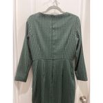 The Fold London Sheath Shift Green Tweed Pleated Neckline Dress Sz 12 Photo 7