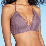 Shade & Shore  Knit Crochet Underwire Padded Push Up Bikini Top Purple Sz 38B New Photo 2