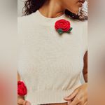 For Love & Lemons Ellie Top Rose Appliqué Sleeveless Crop Vest Size XS Photo 2