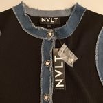 Anthropologie 🏷️NWT  NVLT Denim Trim Button Down Vneck Sweater Vest Flower Button Photo 7