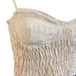 ZARA NEW Ruched Bustier Crop Top Tan White Mini Check Photo 1