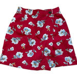 Vintage 90s LizWear Womens 2P Petite Red Floral Cotton Skort Skirt Shorts Size 2 Photo 0