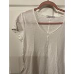 Cut Loose Raw Edge White Jersey Cotton/Linen V Photo 2