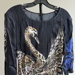 Just Cavalli NWOT  Swan Print Mini Dress Silk Womens Size 38 Photo 2