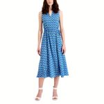 Anne Klein Plus Size 1X Blue Printed Drawstring Midi Dress NEW Photo 4
