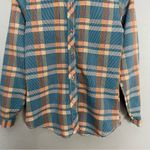 Vintage 70s 80s Plaid Shirt Women Retro Blue Orange Button Photo 4