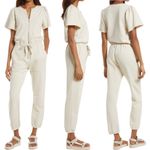 Rebecca Minkoff Mila Zip Front Short Sleeve Cream Cotton Jumpsuit Size Medium Photo 15