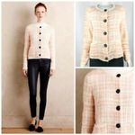 Anthropologie  Knitted & Knotted Women’s XSmall Pink Ivory Cardigan Sweater Shirt Photo 1