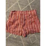 American Eagle Linen Shorts Womens 4 Paperbag High Rise Tie Waist Striped Red Photo 3