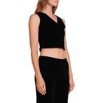 STAUD NWT  Vivienne Velvet Crop Tank Top V Neck Women's Black Size Medium Photo 2