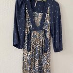 Free People Tallulah Mini Dress Blue Boho Kimono Short Sleeve XS Photo 1