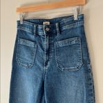 Faherty  Women's Stretch Terry Patch Pocket Flare Jeans in a dark blue wash 28 Photo 3