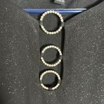 MSK Evening Jersey Trapeze Black Dress silver shimmer crystal ring accent Size S Photo 5