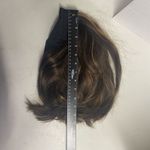 LUVME Human Hair Wig With Headband Brown With Few Highlights Asymmetrical Style Photo 5