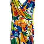 Ralph Lauren Lauren Ruched Floral Faux Wrap Mini Dress Womens 2 Artsy Watercolor Photo 0