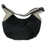 Tommy Hilfiger  Zip Top Black Vinyl Ivory Canvas Hobo Bag Purse w/ Front Pockets Photo 6