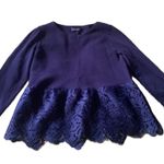 Ann Taylor {NWOT ~} ~ navy blue ~ lace bottom - fully lined blouse Photo 6