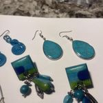 Lot Of 4 Women’s Blue Costume Earrings Pierced Dangle Drop Photo 1