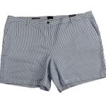 Talbots  Relaxed Chino Short 7" Inseam Cotton Seersucker Blue White Size 24W Photo 2