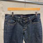 Bebe Y2K Vintage Dark Wash Glitter Pocket Rhinestone Low Rise Flare Jeans 28 Photo 1