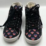 Love moschino Black High Top Sneakers With US Flags Inside Heart Shapes Photo 1