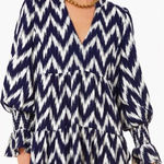 Tuckernuck Pomander Place Kenzo Dress in Navy Blue and White Ikat Size XXL Photo 0