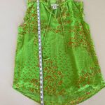 Rachel Zoe  Neon Green gold orange paisley tie neck loose fit top Size XS Photo 7