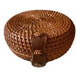E|N EXPRESSIONS NYC Round Rattan Wicker‎ Shoulder Crossbody Bag Purse Tan Photo 1