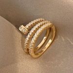 18K Gold Plated Adjustable Multilayer Nails Ring for Women Size 5 Photo 0