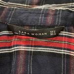 ZARA Navy Blue & Red Plaid Long Sleeve Button Down Shirt Size M Photo 4
