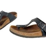 Birkenstock  Gizeh Black Leather Sandals Womens Sz 38 / US 7 Photo 1