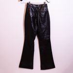 Babaton Aritiza Command Cropped Mid Rise Faux Vegan Leather Pants Solid Black 2 Photo 3