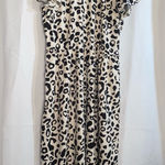 Who What Wear Black and Cream Animal Print Midi Dress Photo 0