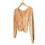 Free People NWT Shirt Say The Word Tee Long Sleeve Floral Ruched Top Size XS NEW Photo 5