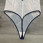 Victoria's Secret Victoria’s Secret V Wire Beige And Blue Lace V-String Teddy Bodysuit Size Medium Photo 5
