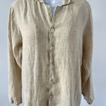 Flax  Jeanne Engelhart Tan Button Up Shirt Women's Sz Petite (b45) Photo 0