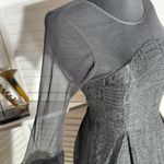 BCBGeneration  Gothic Bell Sleeve Dress Sheer Mesh Neck Floral Crochet Black sz 0 Photo 5