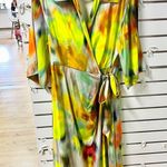 Dries Van Noten Darola Watercolor Print Midi Wrap Dress Yellow Women's 38 / US 6 Photo 1