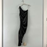 Gibson Latimer NWT  Black Velvet Silver One Shoulder Asymmetric Ruched Midi Dress Photo 1