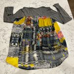 Yellow Bird Gray Cardigan Tunic Small Abstract Patchwork Long Sleeve Top‎ Photo 5