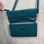Eloquii  Crossbody Bag Teal Blue Green Snakeskin Embossed Foldover Purse Chic Photo 4